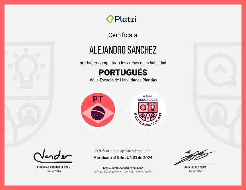 Diploma de la Ruta de Aprendizaje de Portugués