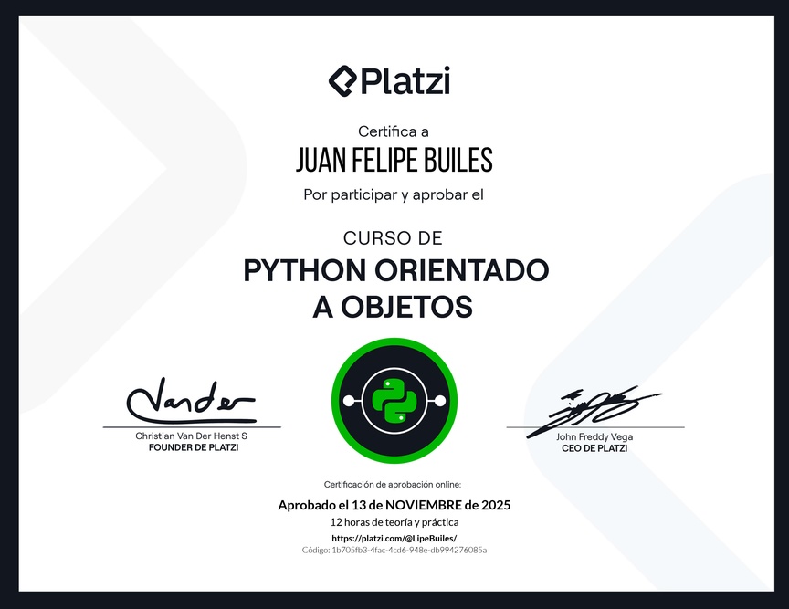 Diploma del Curso de Python Orientado a Objetos