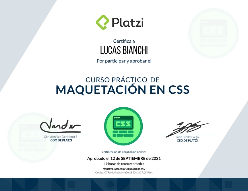 Diploma del Curso Práctico de Maquetación en CSS