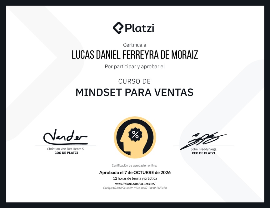 Diploma de Mindset para Ventas