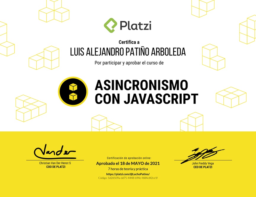 Diploma del Curso de Asincronismo con JavaScript 2019