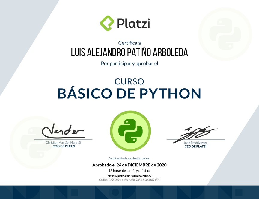 Diploma del Curso Básico de Python