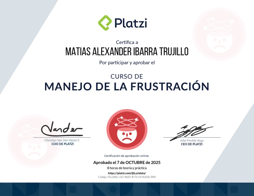 Diploma del Curso de Manejo de la Frustración