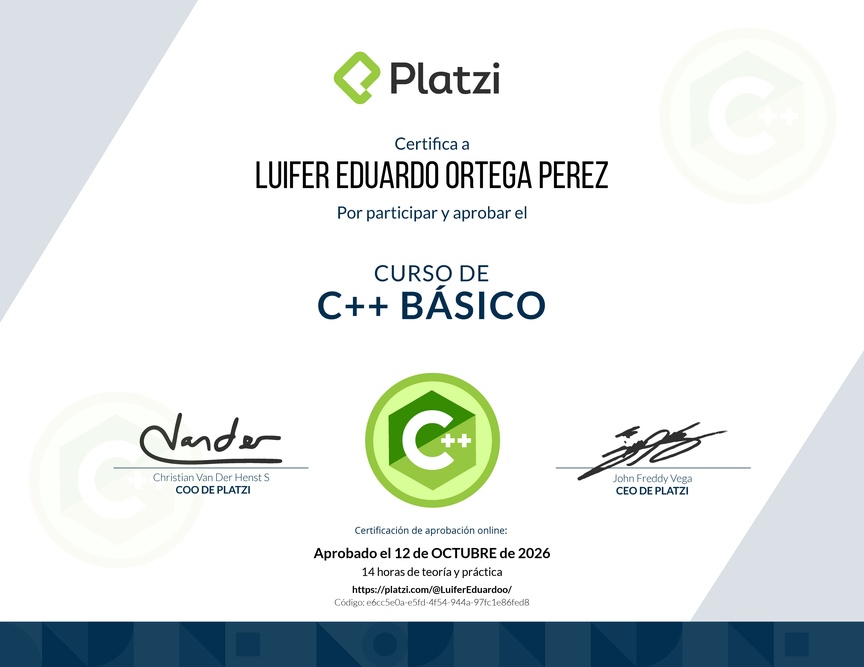 Diploma del Curso de C++ Básico