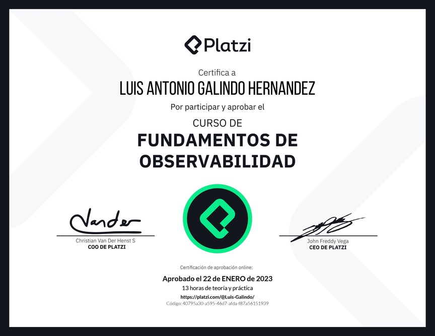 Diploma del Curso de Fundamentos de Observabilidad con New Relic