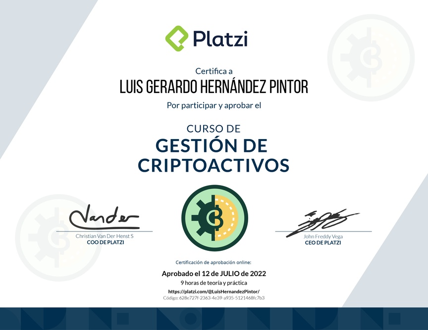 Diploma del Curso de Gestión de Criptoactivos