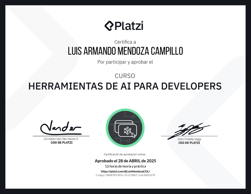 Diploma del Curso de Herramientas de AI para Devs