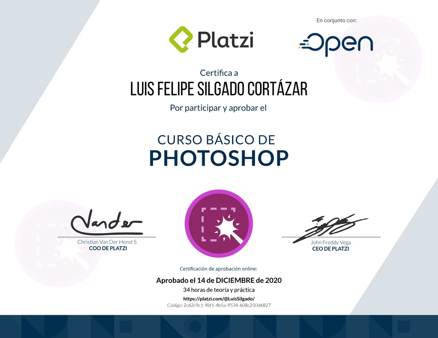 Diploma del Curso Básico de Photoshop