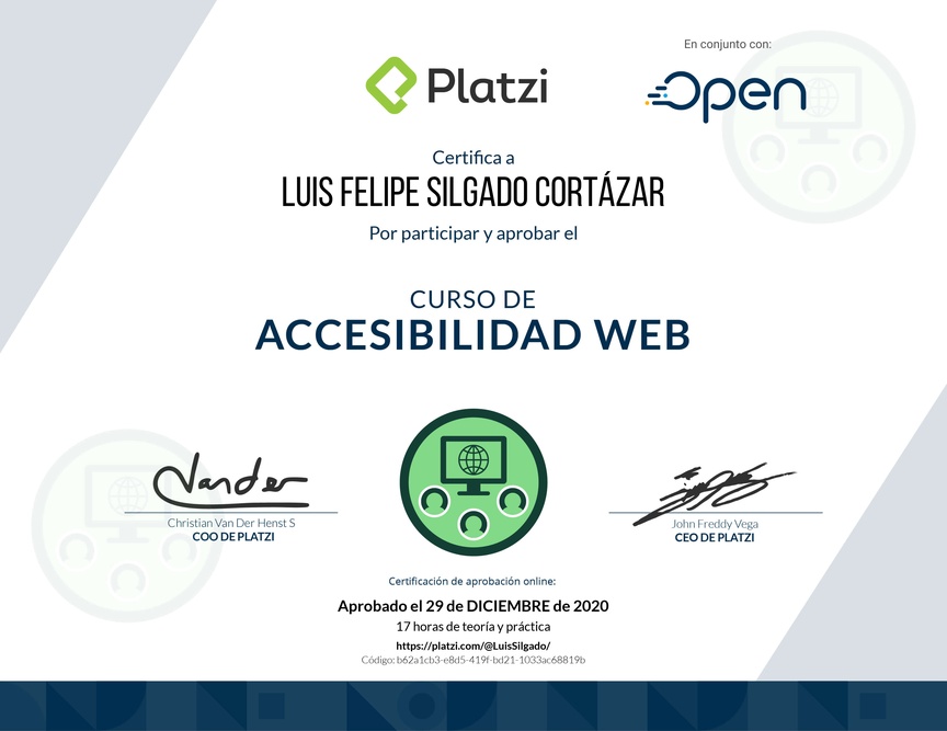 Diploma del Curso de Accesibilidad Web