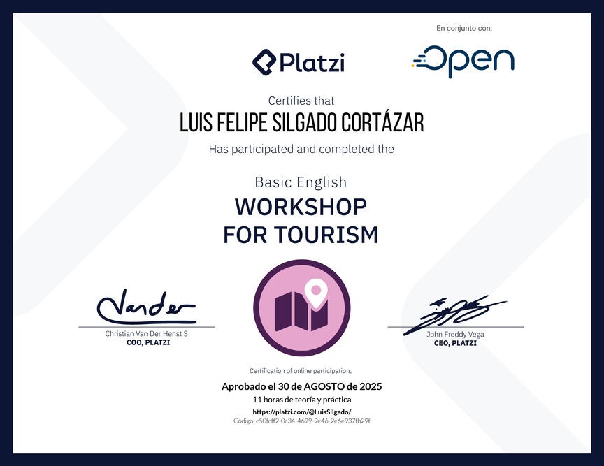 Diploma del Curso de Inglés Práctico para Viajes de Turismo