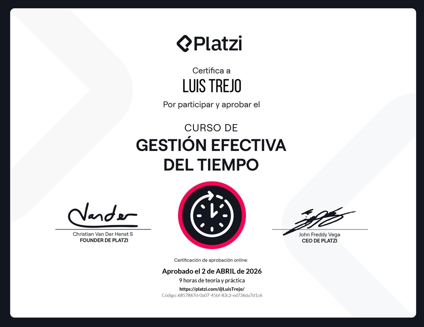 Diploma del Curso de Gestión Efectiva del Tiempo