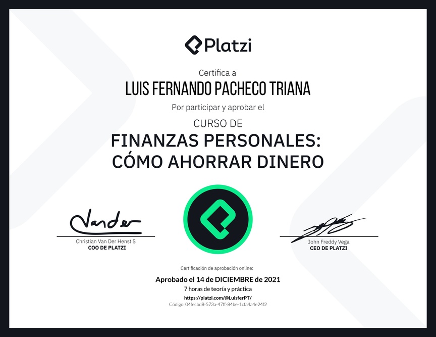 Diploma del Curso de Estrategias de Ahorro y Planificación Financiera