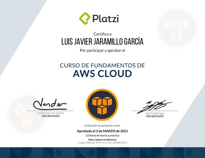 Diploma del Curso Práctico de AWS Cloud