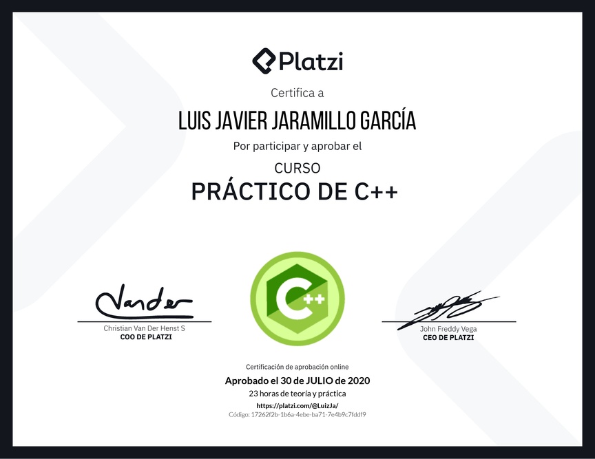 Diploma del Curso Práctico de C++