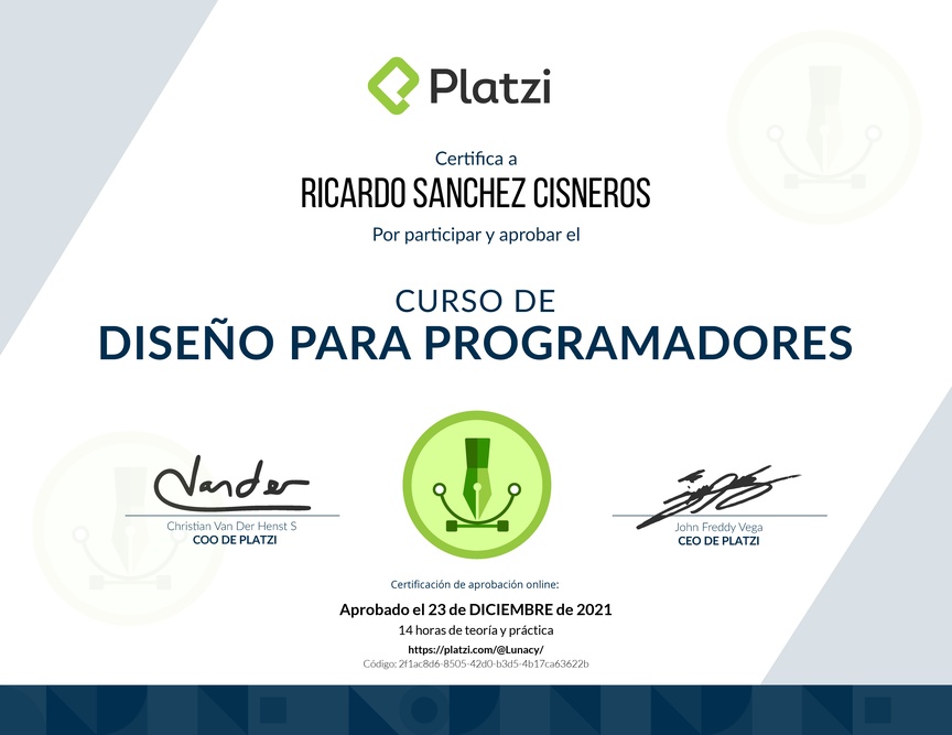 Diploma del Curso de Diseño para Developers