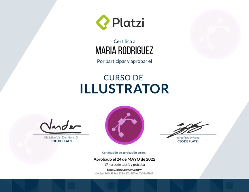Diploma del Curso de Adobe Illustrator
