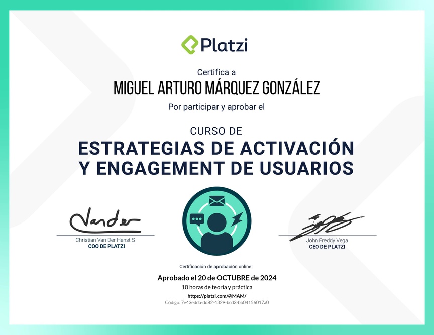 Diploma del Curso de Estrategias de Activación y Engagement de Usuarios