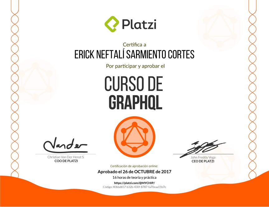 Diploma del Curso de GraphQL 2016