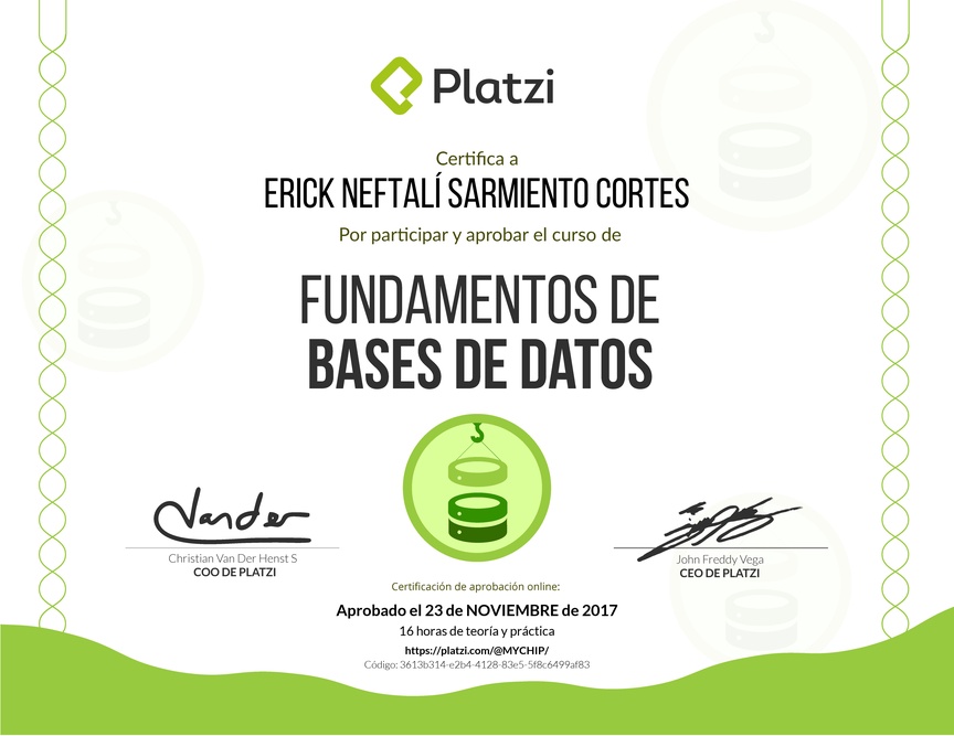 Diploma de Fundamentos de Bases de Datos 2017