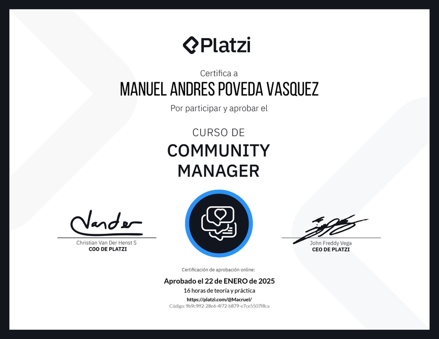 Diploma del Curso de Community Manager