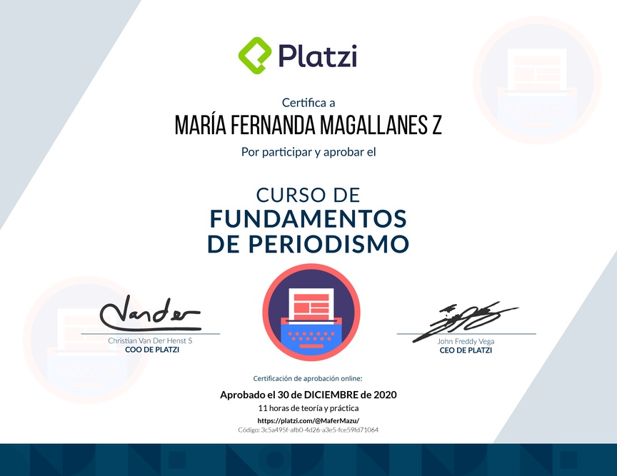 Diploma del Curso de Introducción al Periodismo