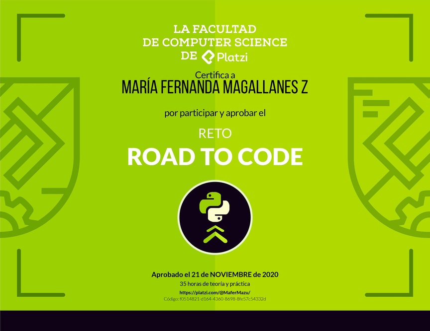 Diploma de Reto Road to Code