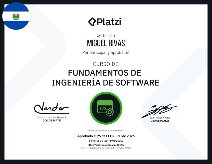 Diploma del Curso de Fundamentos de Ingeniería de Software