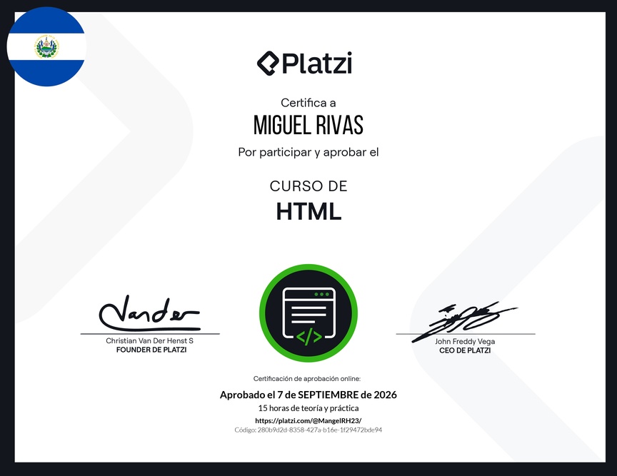 Diploma del Curso de HTML