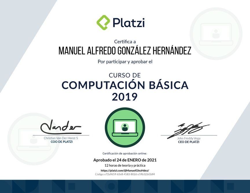 Diploma del Curso de Computación Básica