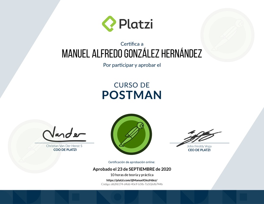 Diploma del Curso de Postman