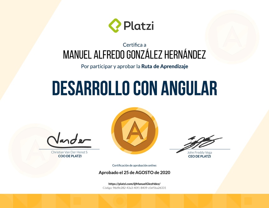 Diploma de la Ruta de Aprendizaje de Frontend a profundidad con Angular