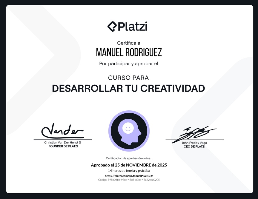 Diploma del Curso para Desarrollar tu Creatividad