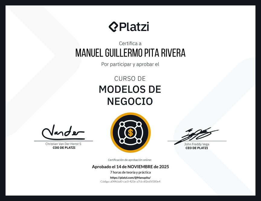Diploma del Curso de Modelos de Negocio