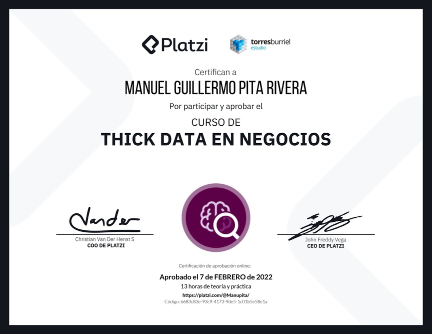 Diploma del Curso de Thick Data en Negocios