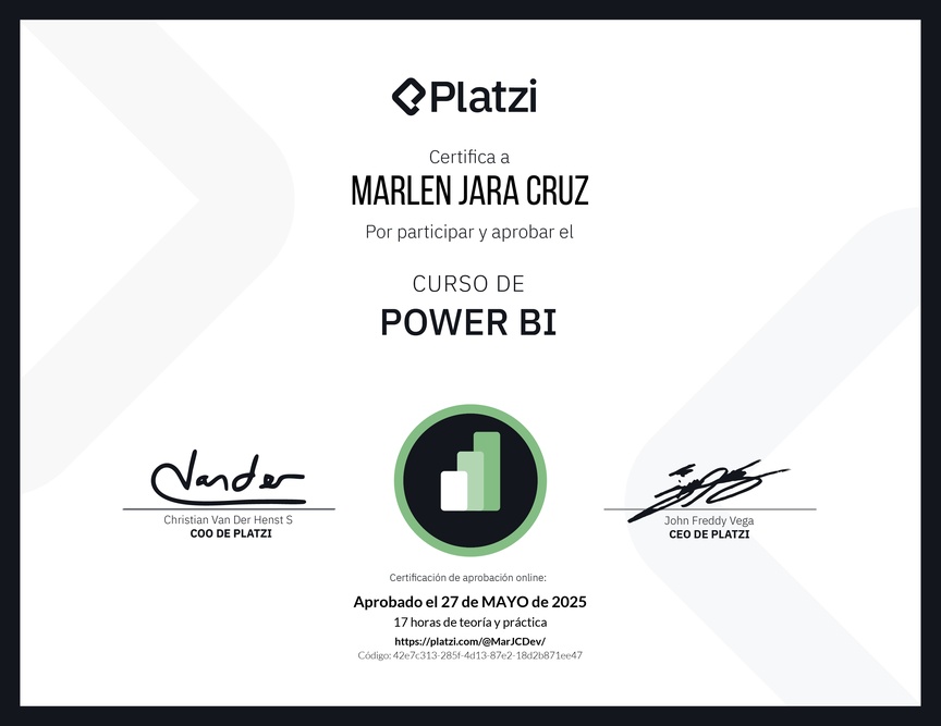 Diploma del Curso de Power BI