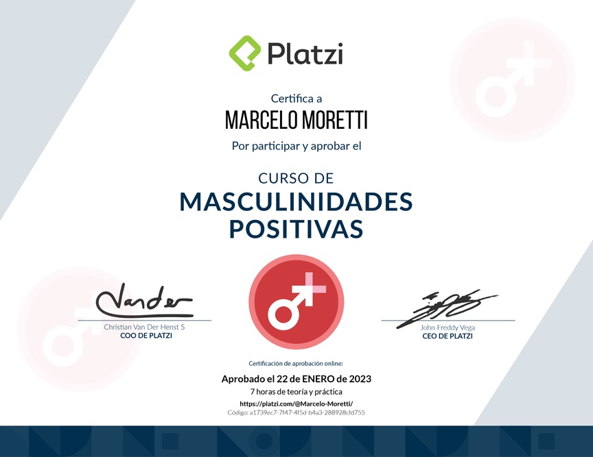 Diploma del Curso de Masculinidades Positivas