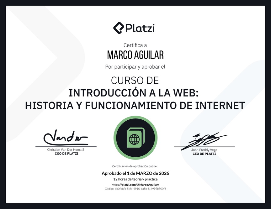 Diploma del Curso de Introducción a la Web: Historia y Funcionamiento de Internet