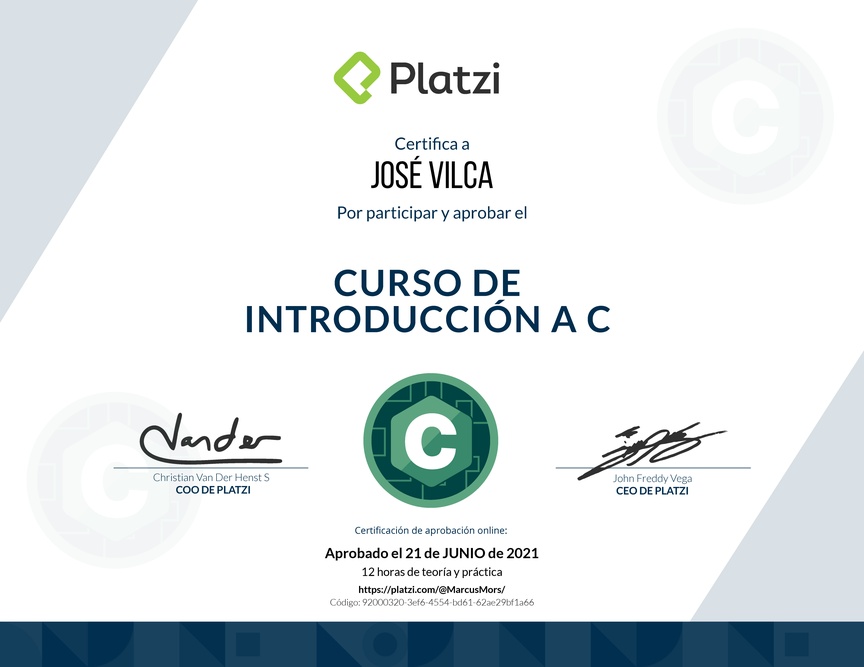 Diploma del Curso de Introducción a C