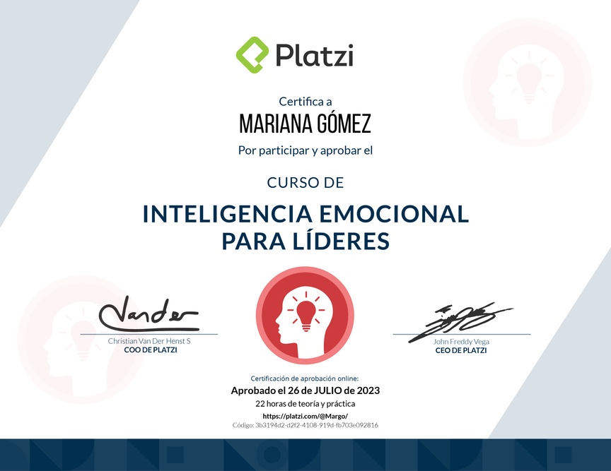 Diploma del Curso de Inteligencia Emocional para Líderes