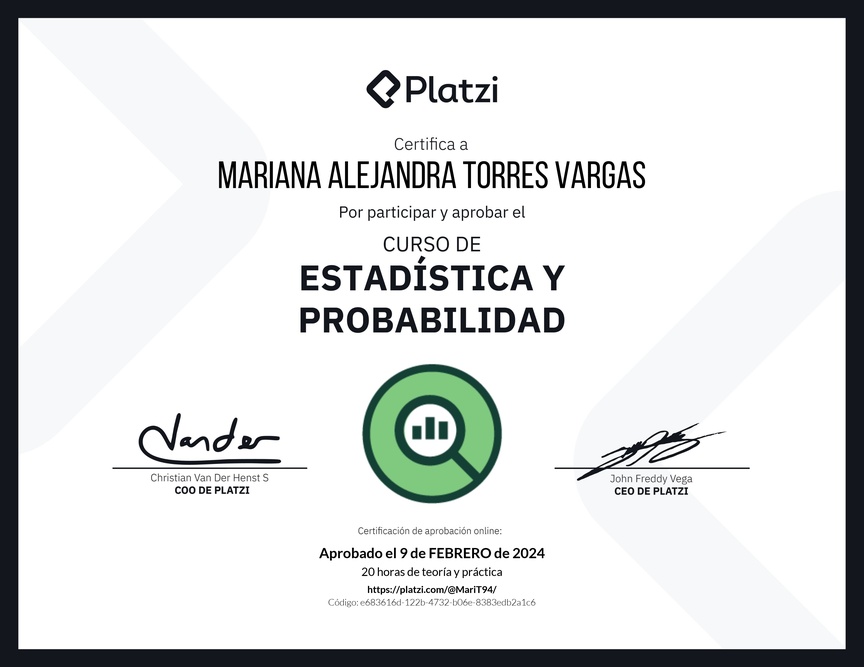 Diploma del Curso de Estadística y Probabilidad