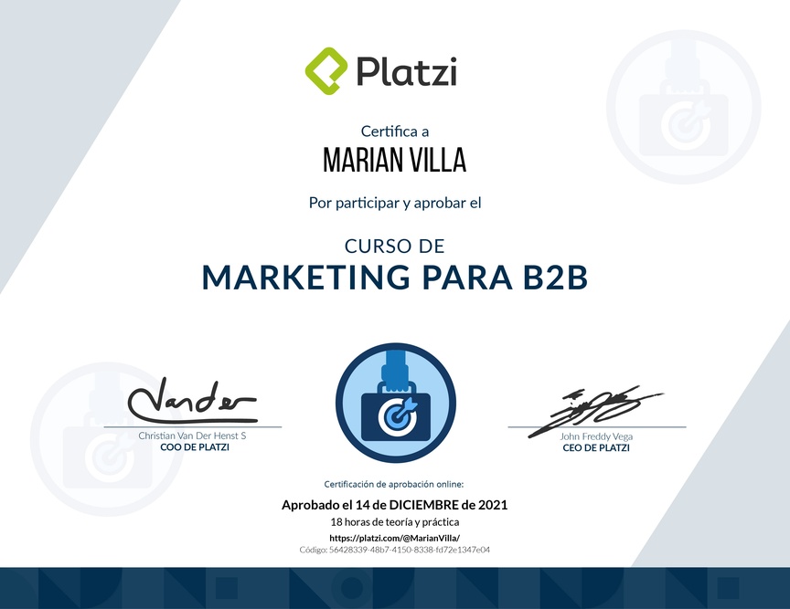Diploma del Curso de Marketing para B2B