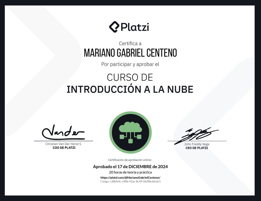 Diploma del Curso de Introducción a la Nube