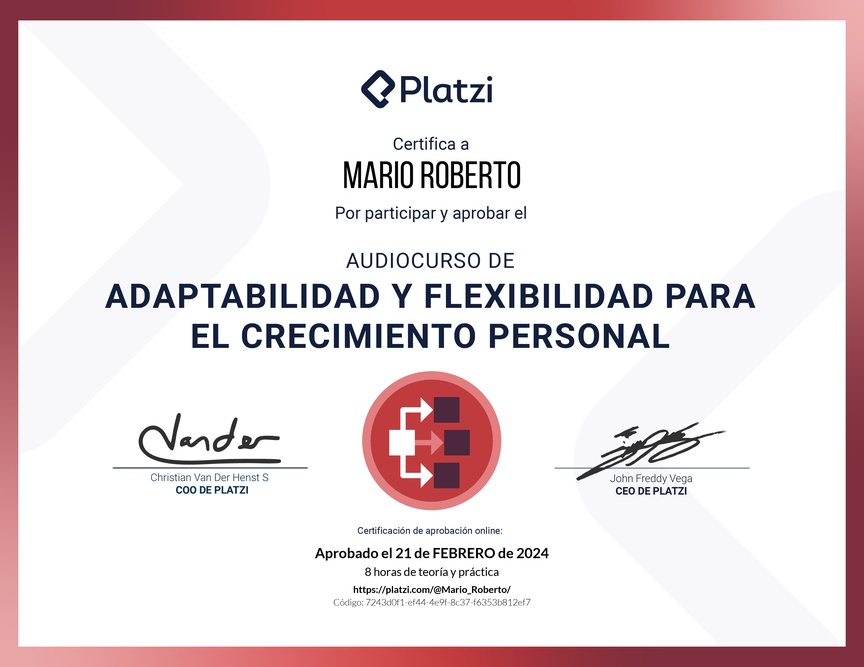 Diploma de Audiocurso de Adaptabilidad y Flexibilidad para el Crecimiento Personal