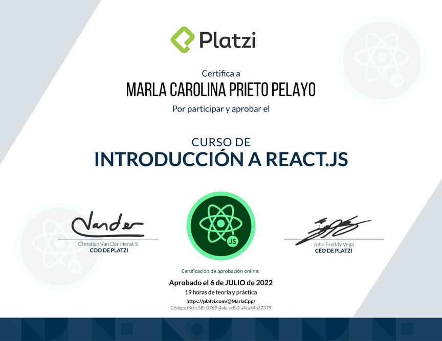 Diploma del Curso de React 17