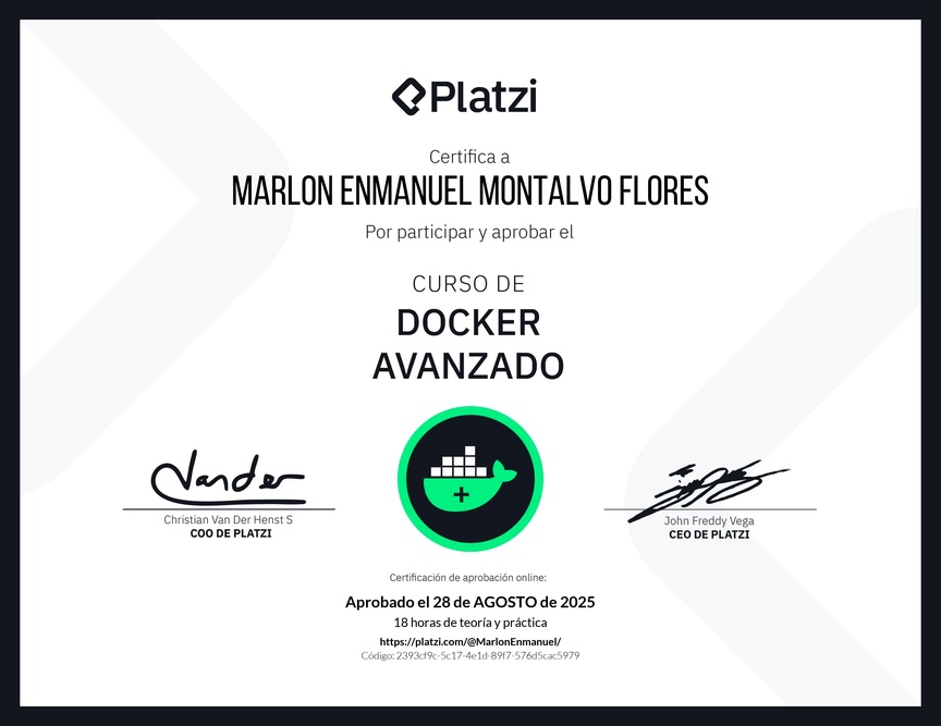 Diploma del Curso de Docker Avanzado