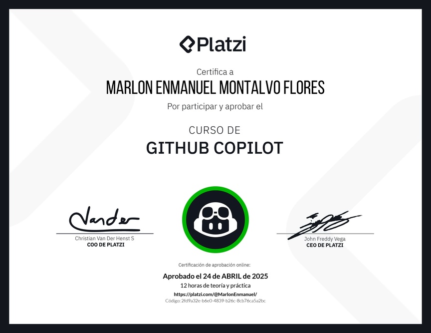 Diploma del Curso de GitHub Copilot