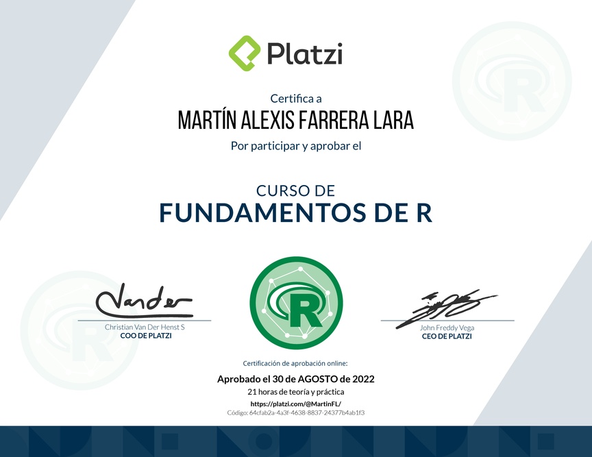 Diploma del Curso de Fundamentos de R