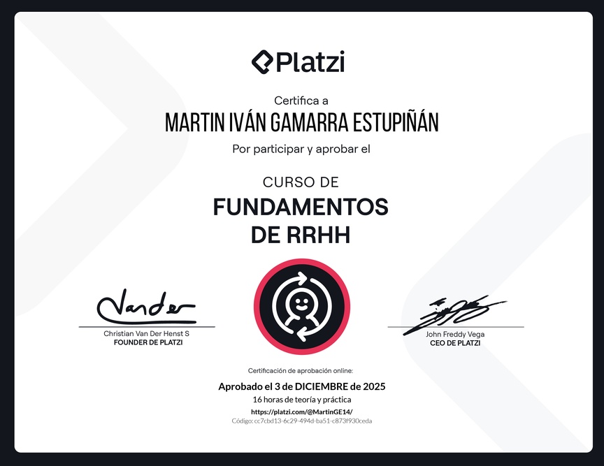 Diploma del Curso de Fundamentos de Recursos Humanos