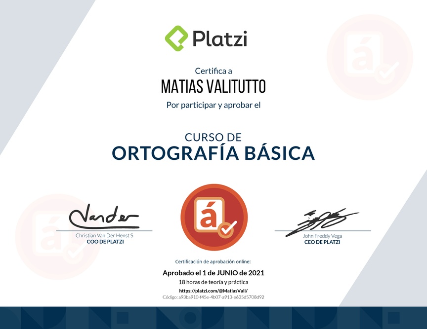 Diploma del Curso de Ortografía Básica