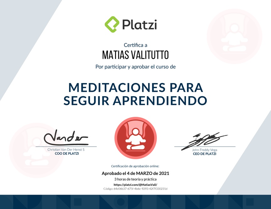Diploma de Audiocurso de Meditación
